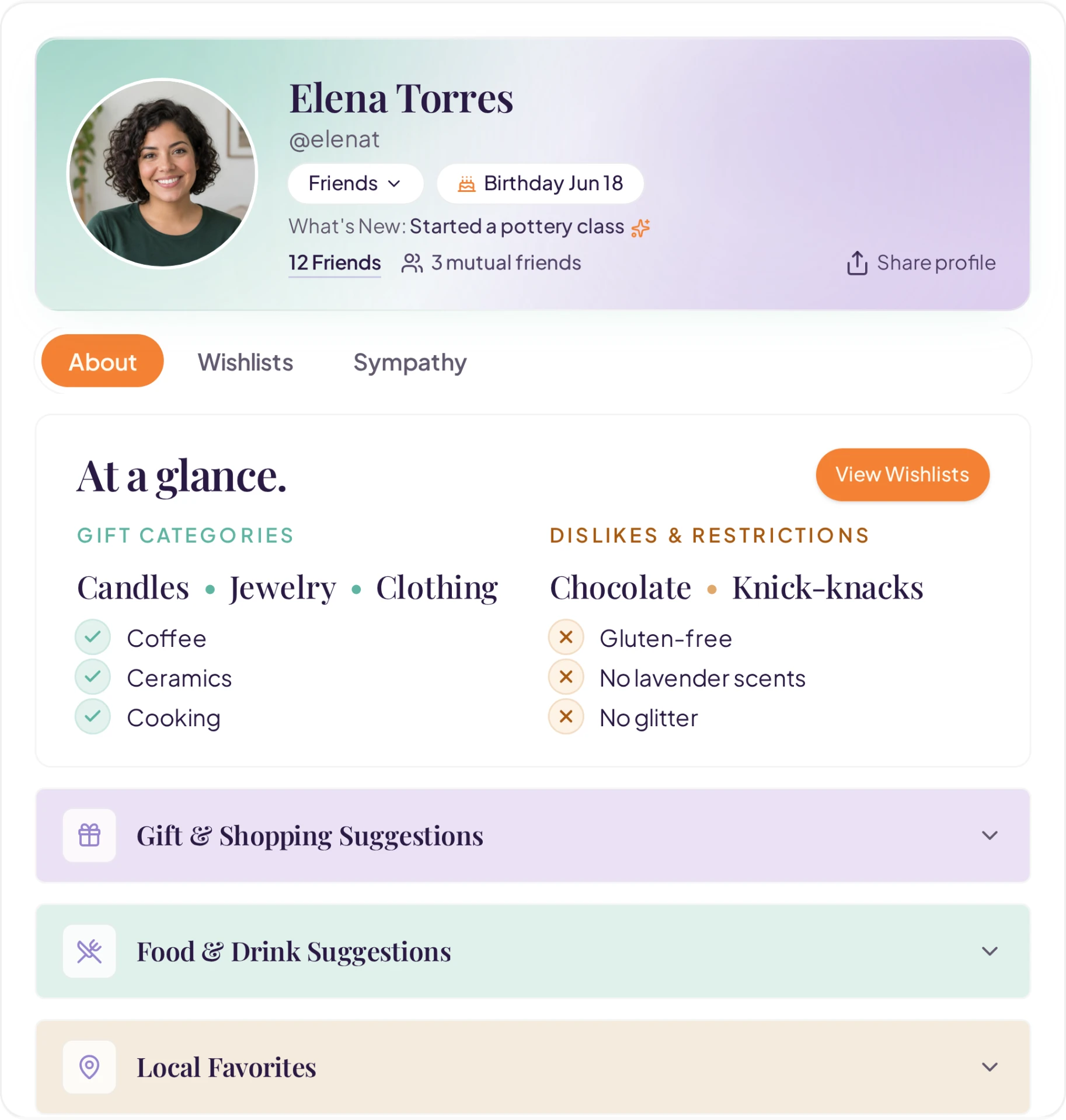 Elena Torres profile preferences